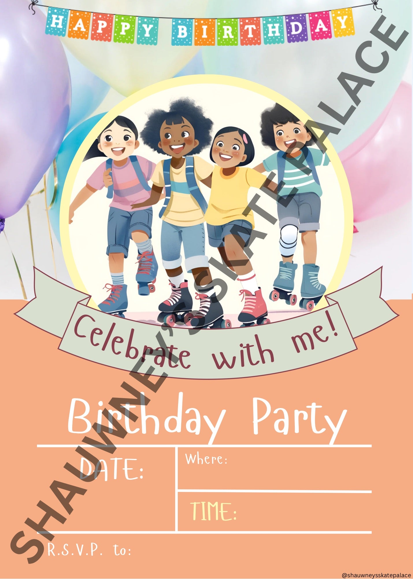 Cartoon Digital Birthday Invitation