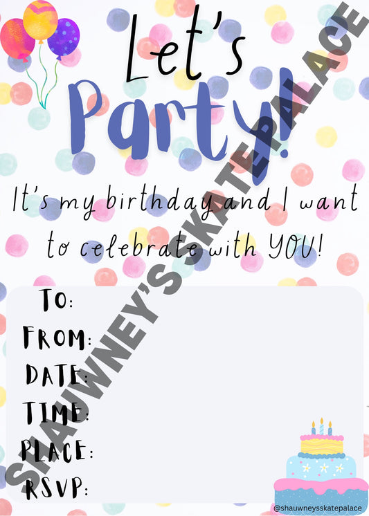 Polka Dot Digital Birthday Invitation